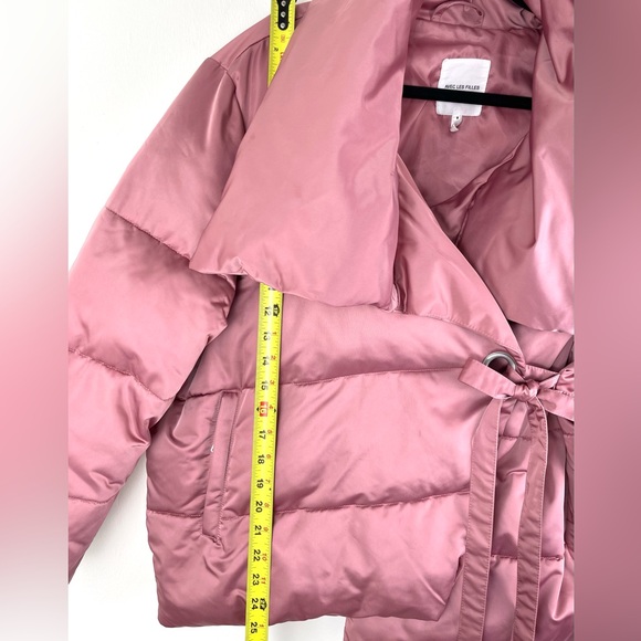 AVEC LES FILLES Pink Puffer Wrap Jacket, Small, Thermal Puff Coat, Dusty Rose - Picture 10 of 16